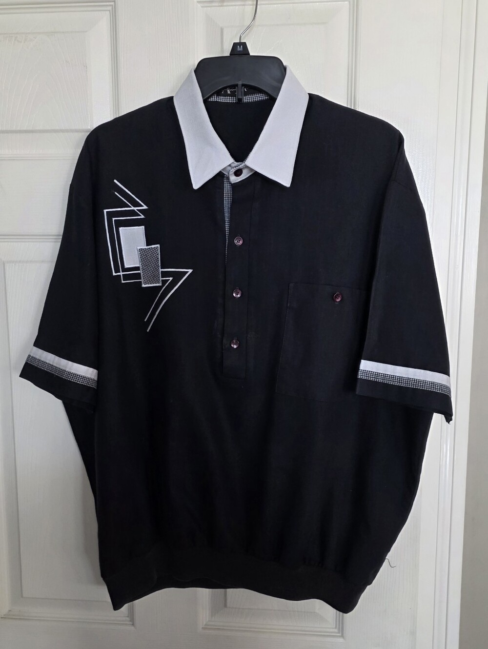 Vintage Alan Stuart Banded Geometric Abstract Short Sleeve XL